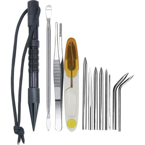 Set di 12 aghi per paracord, strumenti per annodare il paracord in acciaio inossidabile, accessori per paracord con aghi per allacciatura e strumenti per cucire