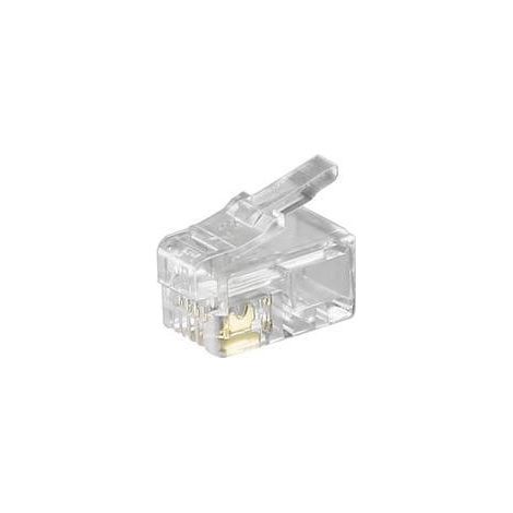 Goobay RJ10 Westernstecker für Flachkabel, 4 polig - zum Crimpen an Telefonflachkabel, ungeschirmt (1/5)