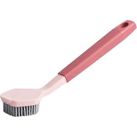 Brosse à vaisselle avec manche, produits de nettoyage pour la cuisine (rouge) (1/2)