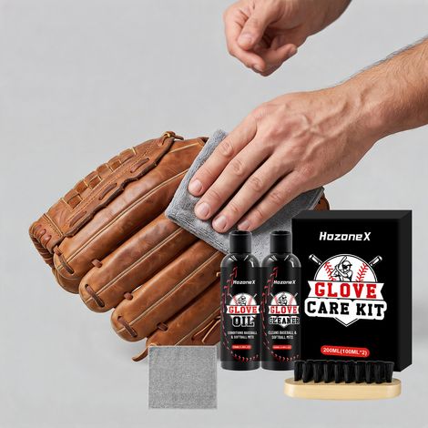 Kit d'entretien pour gants de baseball en cuir - Entretien quotidien, nettoyage et maintenance du cuir - Nettoyant 100 ml + Huile protectrice 100 ml + Brosse + Chiffon -- AUTLEAD (1/5)