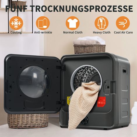 Séchoir à gaz d'échappement,séchoir en acier inoxydable,seche linge aves filtration multiple,6 programmes, 7 fonctions.Protection contre la surchauffe, montage mural
