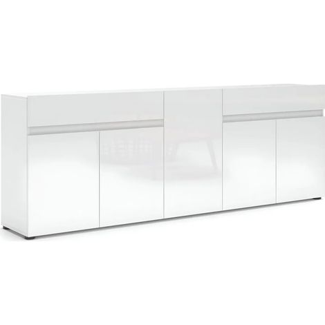 Mobile Contenitore 225x38x79 cm Bianco con 5 Ante e 2 Cassetti (1/4)