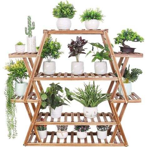 Scaffale Portafiori Portavasi per Piante Porta Piante in Legno interno a 6 livelli Espositore orchidea balcone esterno 95x25 x105,5cm (1/5)