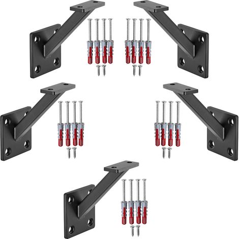 SOTECH Handlaufhalter VECTOR 45° Stahl schwarz pulverbeschichtet 58 x 96 x 75 mm Geländerhalter eckig Halter für Treppengeländer, 5er Set