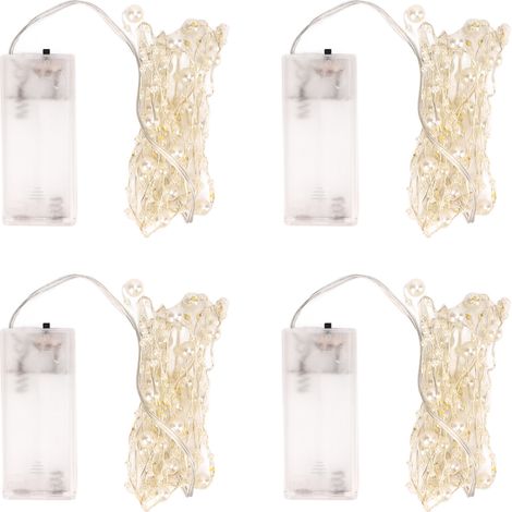 4 pièces de guirlandes lumineuses blanches à perles, LED basse tension décoratives en plastique et métal pour DIY (1/5)