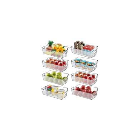 Set di 8 contenitori per frigorifero, 31,5 x 16 x 9 cm, per frigorifero e cucina, organizer, plastica senza BPA, materiale sicuro e trasparente - Crezuo