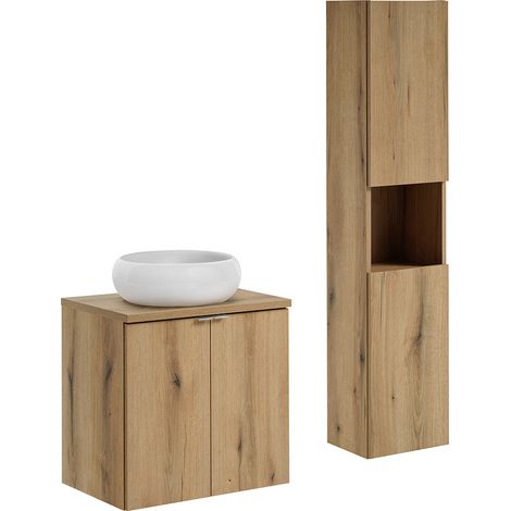 Badmöbel Set 2-teilig, 60cm Waschtisch, in Eiche, NEWPORT-56-OAK (1/5)
