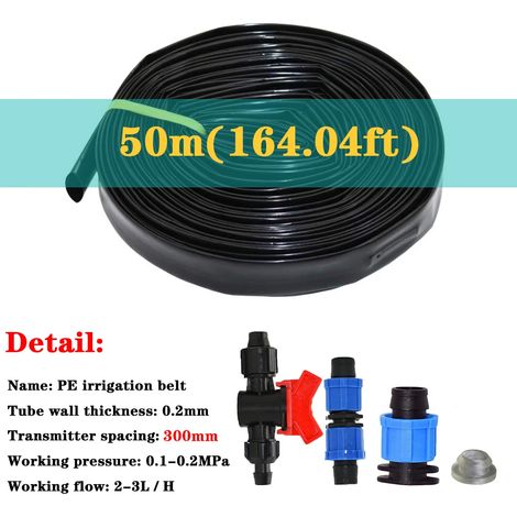 (Espacement 300 mm, longueur 50 m - 5/8 po) Ruban d'irrigation goutte à goutte de 16 mm d'épaisseur et 0,2 mm d'espacement, pour serre, exploitation agricole, tuyau d'arrosage poreux, ruban de réparat (1/5)