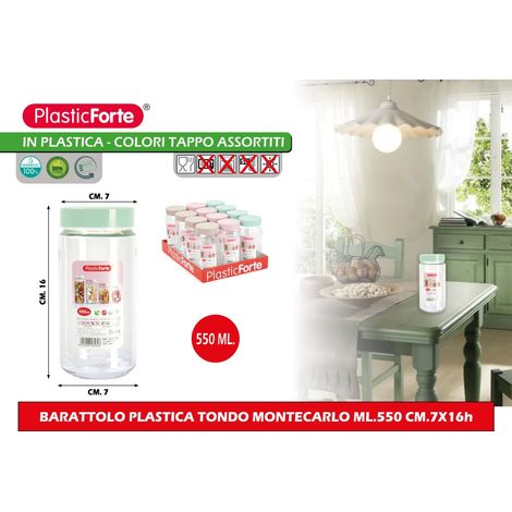 1 Pezzo Barattolo da Cucina Multiuso in Plastica Montecarlo 550 ml 3 Colori