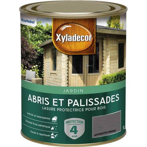 Lasure protectrice pour bois extérieur - Abris et Palissades - aspect mat anthracite opaque 1 L - Xyladecor
