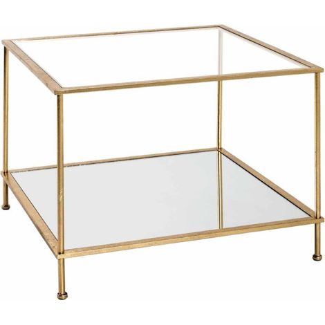 Table d'Appoint Carrée en Verre "Alizée" 60cm Or