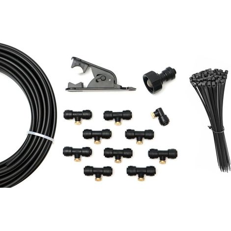 Sistema de nebulización para patio y jardín con 10 boquillas de refrigeración, negro - KZQ (1/3)