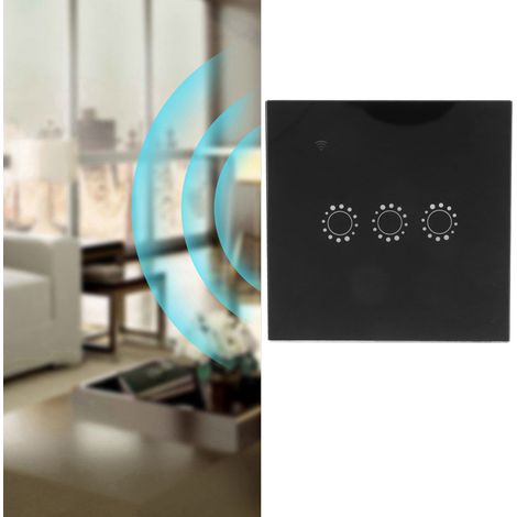 Intelligenter WLAN-Touchschalter mit App- und Sprachsteuerung [95–10 A] Schwarz, PC+ABS, 8,6 x 8,6 x 3,5 cm, 10 A (1/5)