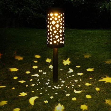Lumières de voie solaire lanterne de fer rétro lumière de sol creuse LED lampe de flamme d'éclairage extérieur étanche pour chemin paysage pelouse cour (1/5)