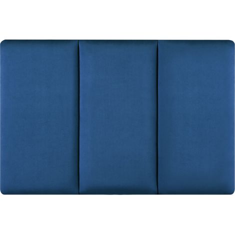 Set de 3 coussins muraux en velours 60 x 30 cm bleu marine (1/5)