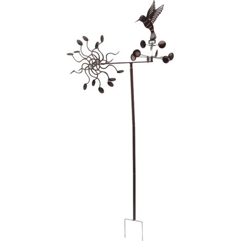 Girouette en fer forgé en forme de colibri, sculpture éolienne en métal pour jardin, pelouse, terrasse ou patio (1/5)