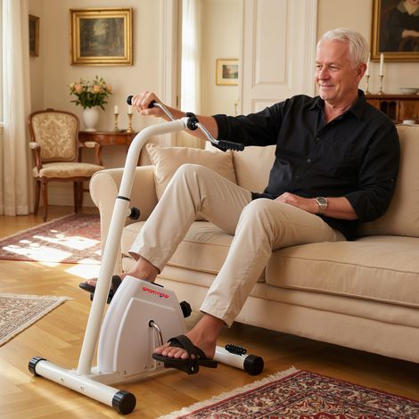 Vélo d'entraînement pour mains. bras. genoux et jambes réglable en hauteur écran LCD 60 x 40 x 86-91 cm blanc