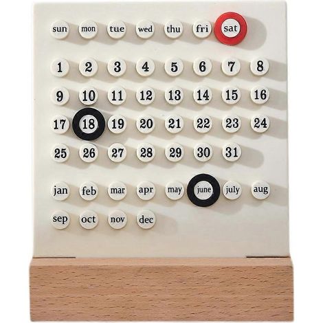 Calendrier de bureau en bois, calendrier perpétuel rétro, cadeau unique pour la maison, affichage du mois et de la date, décoration de bureau, blanc (1/5)