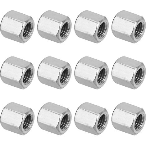 Ecrou Long M12 x 1.75 de Pas Écrou Hexagonal en Acier Inoxydable 304, 12Pcs 20mm/ 0.8" Longueur Raccords de Tige Filetés Grossiers, Écrous de Couplage, Ton Argent (1/5)