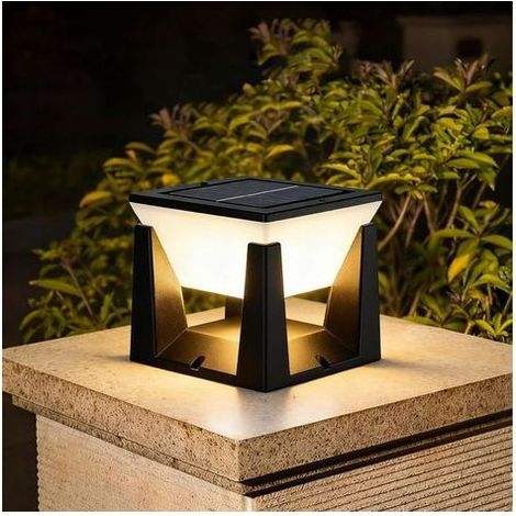2W Borne Solaire Extérieur Éclairage de Portail, Jardin et Pilier Lampadaire Solaire Étanche IP65 3000K /4000K/6000k Noir Pour Chemin, Terrasse (1/5)