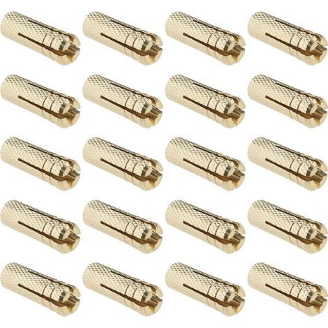 Lot de 20 chevilles M6 en laiton pour ancrage mural - Manchon de fixation en laiton pour ancrage dans des briques solides en béton (1/5)