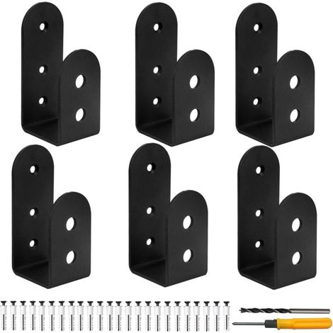 Lot de 6 supports de barricade pour porte, barre en forme de U, pour maison, garage, grange, abri de jardin, porte de renforcement, convient pour bois de 2 x 4 (1/4)