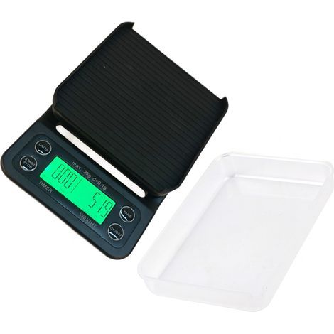 Elektronische digitale Küchenwaage (3 kg/0,1 g), geeignet zum Wiegen von Filterkaffee mit Timer (grüne Hintergrundbeleuchtung) (1/5)