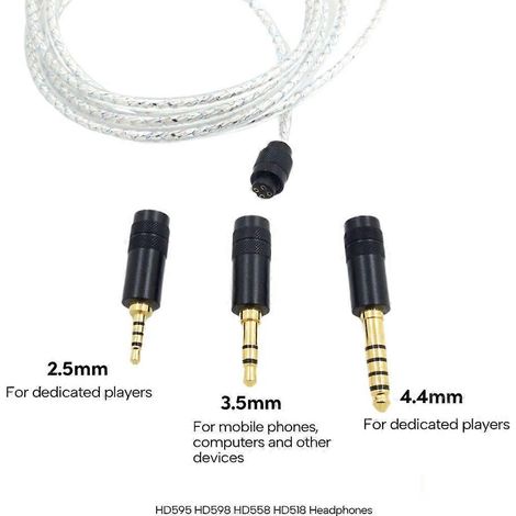 Câble d'écouteurs plaqué argent pour casques HD518, HD558 et HD598 : son amélioré (1/4)