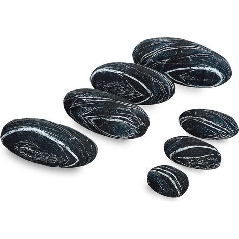 Almohadas de piedra suave, m谩rmol negro, 7 unidades. (1/3)