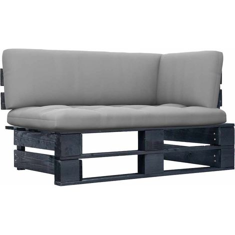 Canapé d'angle palette de jardin-Salon de jardin Sofa extérieur noir bois de pin imprégné 391629 (1/5)