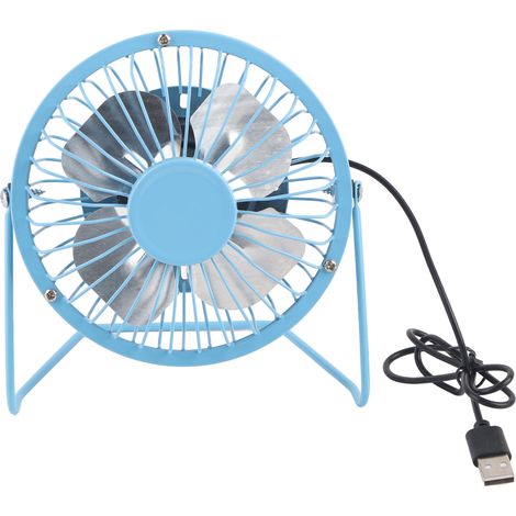 Mini ventilateur USB portable silencieux pale en aluminium pour bureau maison fer artisanal bleu (1/5)