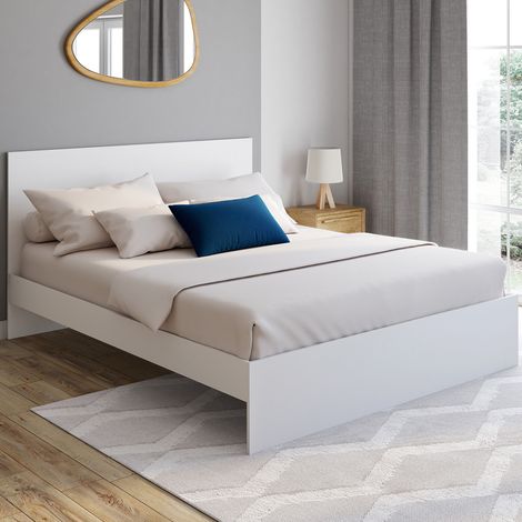 Doppelbett OMAHA mit Kopfteil und Lattenrost 160 x 200 cm weiß