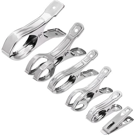31 clips de serre en acier inoxydable assortis, clips de jardin, clips de serre, clips de jardin robustes, grands clips de courtepointe, pinces à linge, clips en acier inoxydable, poignée solide (1/5)