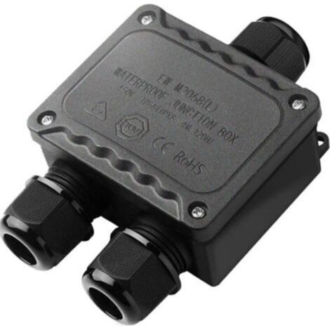 Boîte de dérivation étanche IP68 3 voies pour l'extérieur pour petit boîtier électrique noir de Ø9mm-Ø12mm de diamètre pour l'extérieur lumière jardin piscine (1/4)