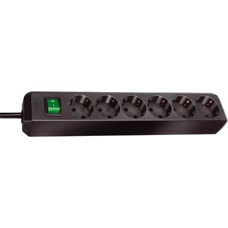 Presa multipla nera BRENNENSTUHL Eco-Line con 6 prese e cavo da 3 m