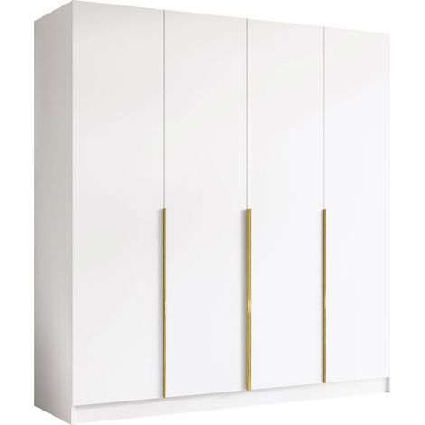 Armario Closico Navor I, Blanco + Dorado, 215x200x58cm, Puertas de armario: Con bisagras, Número de estantes: 0