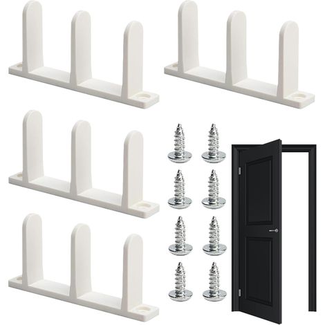 Guide de porte coulissante blanc, lot de 4 supports de montage pour rails de placard, rails de remplacement et quincaillerie pour intérieur, placard et salle de bain.