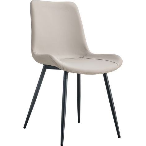 Set di 4 sedie da pranzo in similpelle grigio e nero con struttura in metallo (1/5)