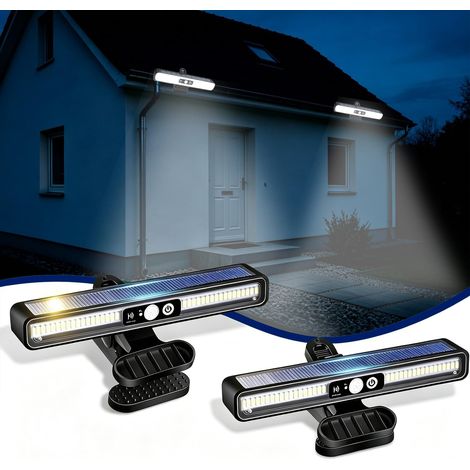 Lot de 2 - Lampes Solaires Extérieures avec Détecteur de Mouvement (1200 mAh, 3 Modes Spot, IP55 Étanche) - Projecteur Solaire pour Éclairage de Sécurité Sans Fil pour Jardin, Garage et Patio (1/5)