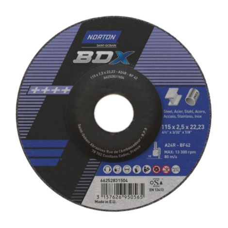 Disque à tronçonner et ébarber BDX 125x2.5 métal inox - Norton