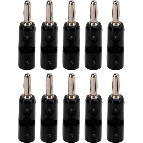 10 Connecteurs Banane Empilables 4mm sans Soudure, Cosses à Vis Découvertes, Support 24A 30V AC/60V DC pour Matériel Électronique Industriel Noir (1/5)