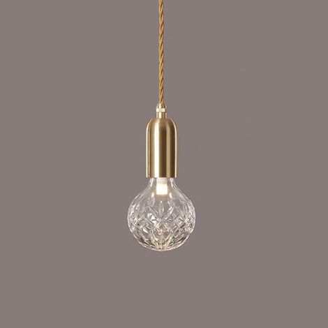Mini Suspension en Verre Transparent Vintage Boule de Verre Soufflé Doré Lampe Suspendue de Plafond de Cuisine Ferme Moderne Petit Lustre Industriel (1/5)