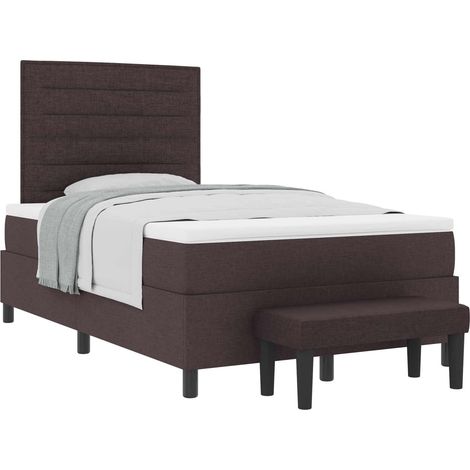 Maison Exclusive - Lit à ressorts avec tête de lit Marron foncé 120 x 200 cm tissu (1/5)