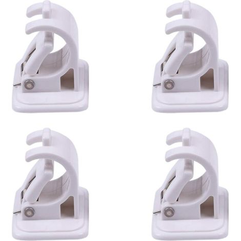 Set di 4 ganci autoadesivi per asta per tende, non necessitano di foratura, supporto per asta, porta tende per asciugamani, tende, cappotti (bianco)