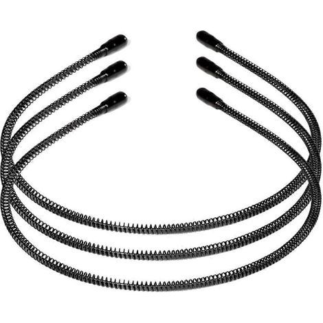 Set mit 3 Unisex-Spiralstirnbändern, schlichte sportliche Stirnbänder, unsichtbar, rutschfest, wellenförmig, für Damen und Herren (schwarz) – 14,50 x 12,50 x 0,60 cm – Schwarz (1/4)