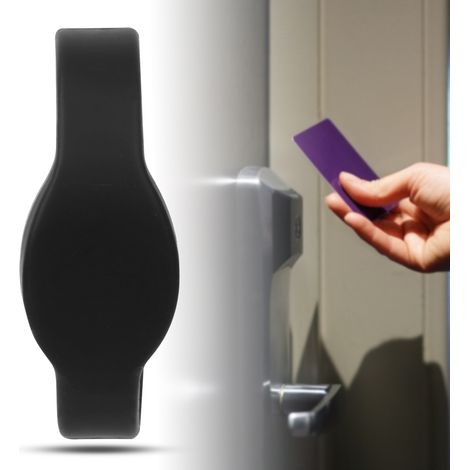 Bracelet RFID Silicone Étanche 13.56MHz - Lot de 10 pour Accès Piscine Sauna - Noir (1/5)