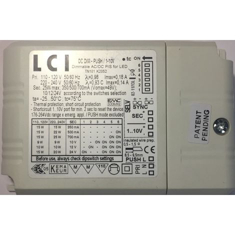 Lci DC DIM-PUSH / 1-10V 25W Convertisseur LED dimmable