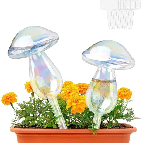 Lot de 2 Boules d'irrigation, Verre transparent, 130 ml, Arrosage automatique, Plantes d'intérieur et d'extérieur