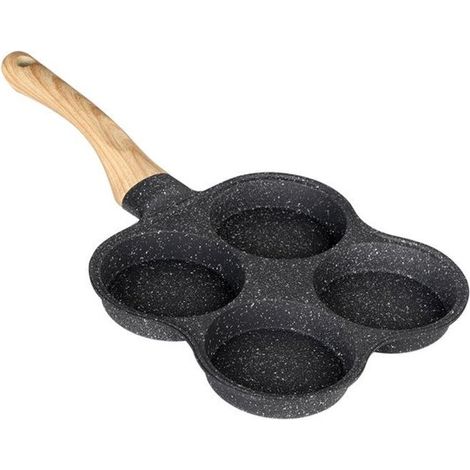 Poêle à crêpes - Poêle à œufs - Aluminium - Poêle à œufs - Poêle à omelette - Revêtement antiadhésif - Compatible tous feux - 36,5 x 19,5 x 2,5 cm - Zwart (1/5)