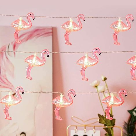 Guirlande Lumineuse Flamingo - 20 LED Chaîne 2 M - Fonctionnement sur Piles - Étanche IP65 - Pour Décoration Extérieure et Intérieure (1/5)
